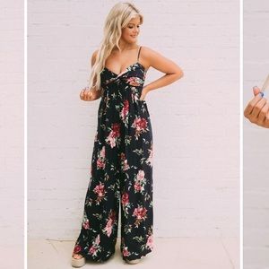 Floral wide leg jumpsuit